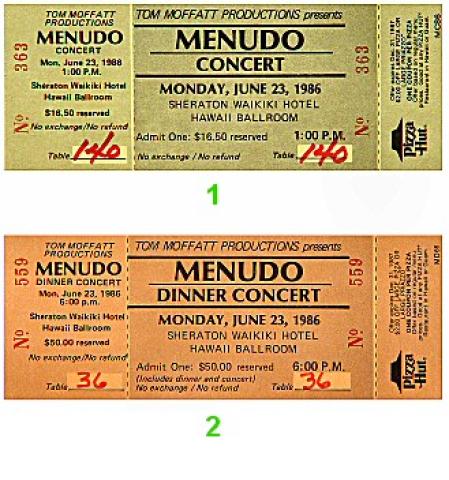 Menudo Vintage Ticket