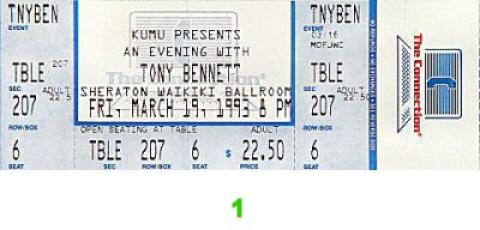 Tony Bennett Vintage Ticket