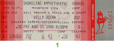 Billy Ocean Vintage Ticket