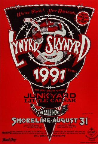 レーナードスキナード 1991 ビンテージポスター 8/31 Shoreline Lynyrd Skynyrd Vintage Concert Poster from Shoreline