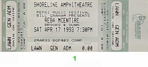 Reba McEntire Vintage Ticket