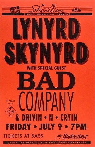 レーナードスキナード 1991 ビンテージポスター 8/31 Shoreline Lynyrd Skynyrd Vintage Concert Poster from Shoreline