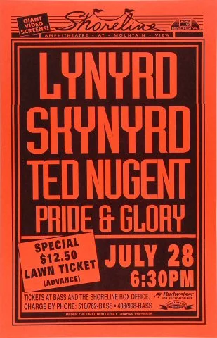 Lynyrd Skynyrd 12 x 18 Saturday Night Special Nuthin Fancy Promo Concert  Cardstock Poster