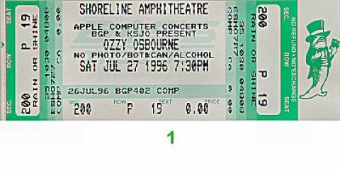 Ozzy Osbourne Vintage Ticket