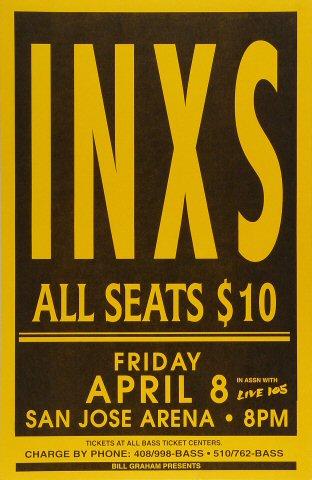 INXS Vintage Concert Poster from Arco Arena, Apr 9, 1994 at Wolfgang's