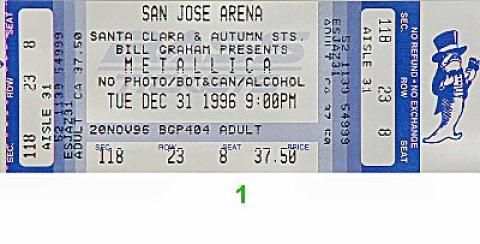 Metallica Vintage Ticket