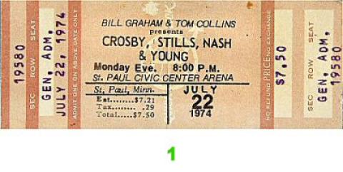 Crosby, Stills, Nash & Young Vintage Ticket
