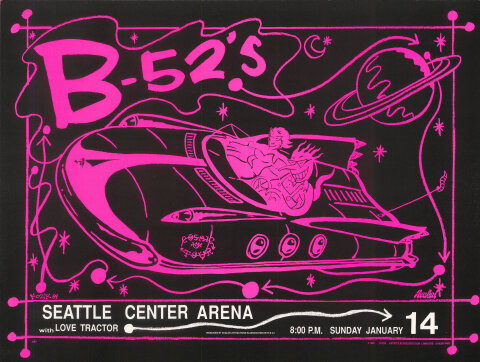 B-52's Vintage Concert Poster from Seattle Center Arena, Jan 14