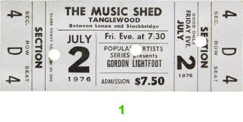 Gordon Lightfoot Vintage Ticket