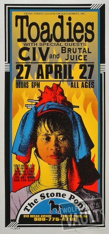 Toadies Vintage Concert Silkscreen from Stone Pony, Apr 27, 1996