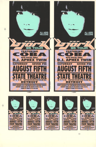 Bjork Vintage Concert Proof from State Theatre, Aug 5, 1995 at