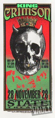 King Crimson Vintage Concert Silkscreen from State Theatre, Nov 28