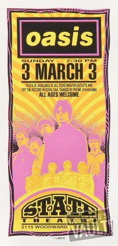 Oasis Vintage Concert Silkscreen from State Theatre, Mar 3, 1996