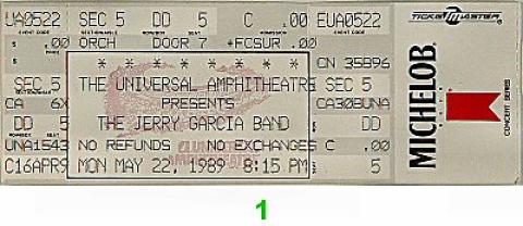 Jerry Garcia Band Vintage Ticket