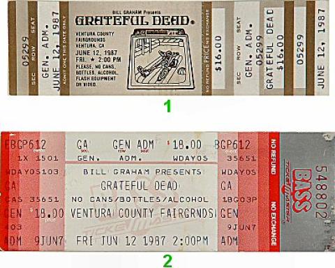 本物の Grateful Dead Vintage Concert Vintage Ticket from Ventura 額縁
