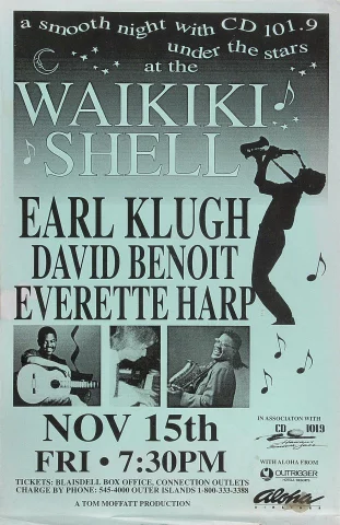 Earl Klugh Vintage Concert Poster from Waikiki Shell, Nov 15, 1996 at