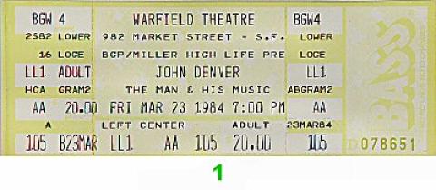 John Denver Vintage Ticket
