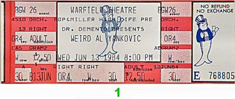 Weird Al Yankovic Vintage Ticket