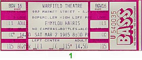 Emmylou Harris Vintage Ticket