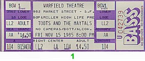 Toots & the Maytals Vintage Ticket