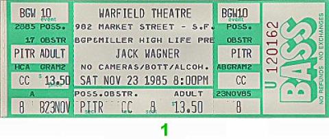 Jack Wagner Vintage Ticket