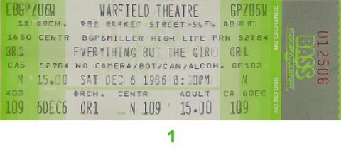 Everything But The Girl Vintage Ticket