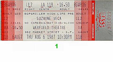 Suzanne Vega Vintage Ticket