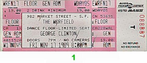 George Clinton & the P-Funk All-Stars Vintage Ticket