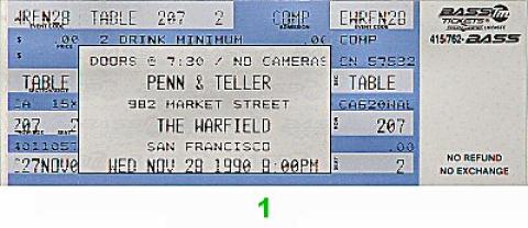 Penn and Teller Vintage Ticket