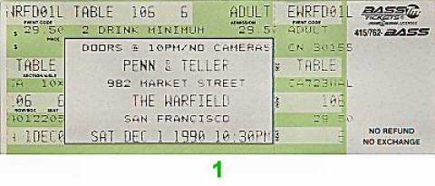 Penn and Teller Vintage Ticket