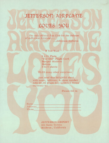 Jefferson Airplane Handbill