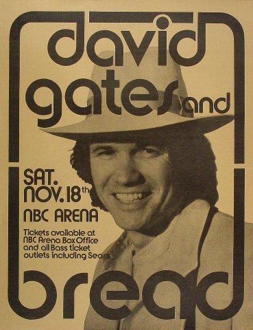 David Gates Vintage Concert Poster from NBC Arena, Nov 18, 1972 at