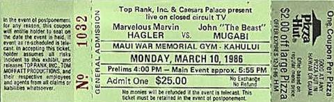 Marvin Hagler Vintage Ticket