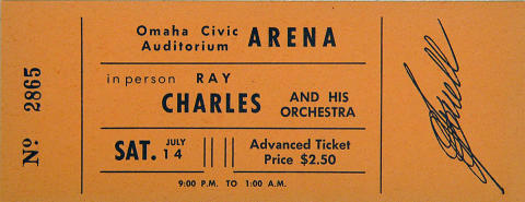 Ray Charles & His Orchestra Vintage Ticket