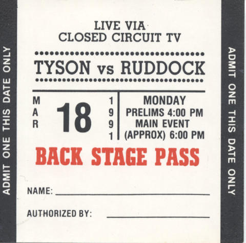 Tyson vs. Ruddock Backstage Pass