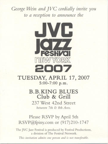 JVC Jazz Festival Invite Handbill