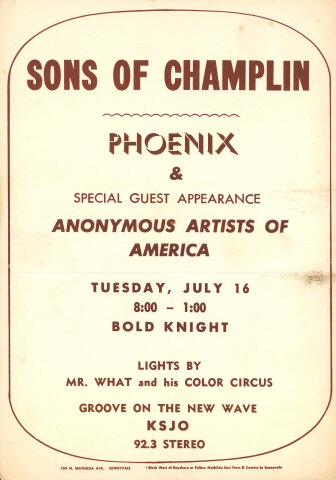 Sons Of Champlin Handbill