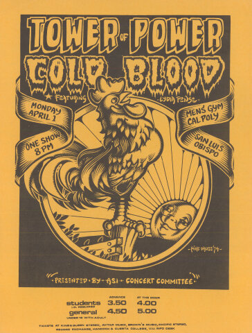 Tower of Power Vintage Concert Handbill from Cal Polytechnic, Apr
