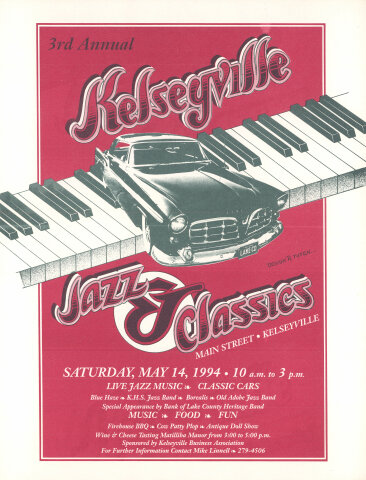 Kelseyville Jazz & Classics Handbill