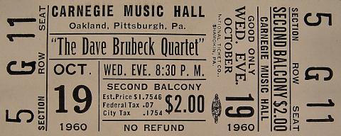 The Dave Brubeck Quartet Vintage Ticket