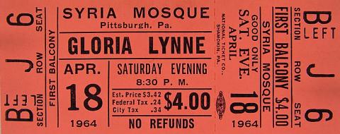 Gloria Lynne Vintage Ticket