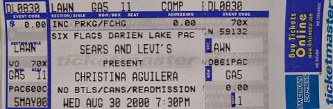 Christina Aguilera Vintage Ticket