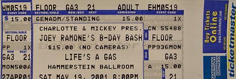 Joey Ramone's B-Day Bash Vintage Ticket