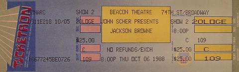 Jackson Browne Vintage Ticket