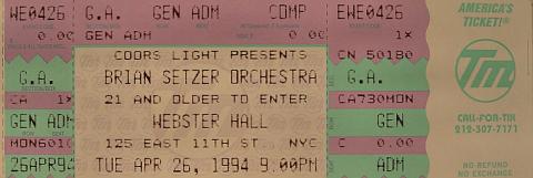 Brian Setzer Orchestra Vintage Ticket