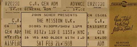 The Mission U.K. Vintage Ticket