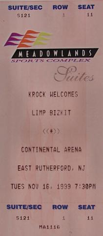 Limp Bizkit Vintage Ticket