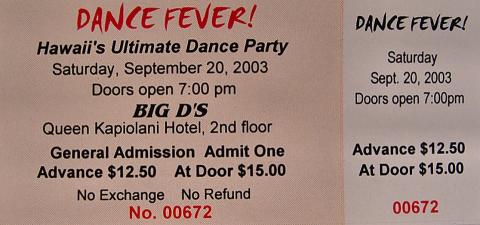 Hawaii's Ultimate Dance Party Vintage Ticket