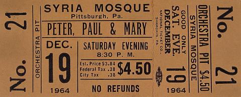 Peter, Paul & Mary Vintage Ticket