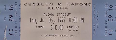 Celilio And Kapono Vintage Ticket